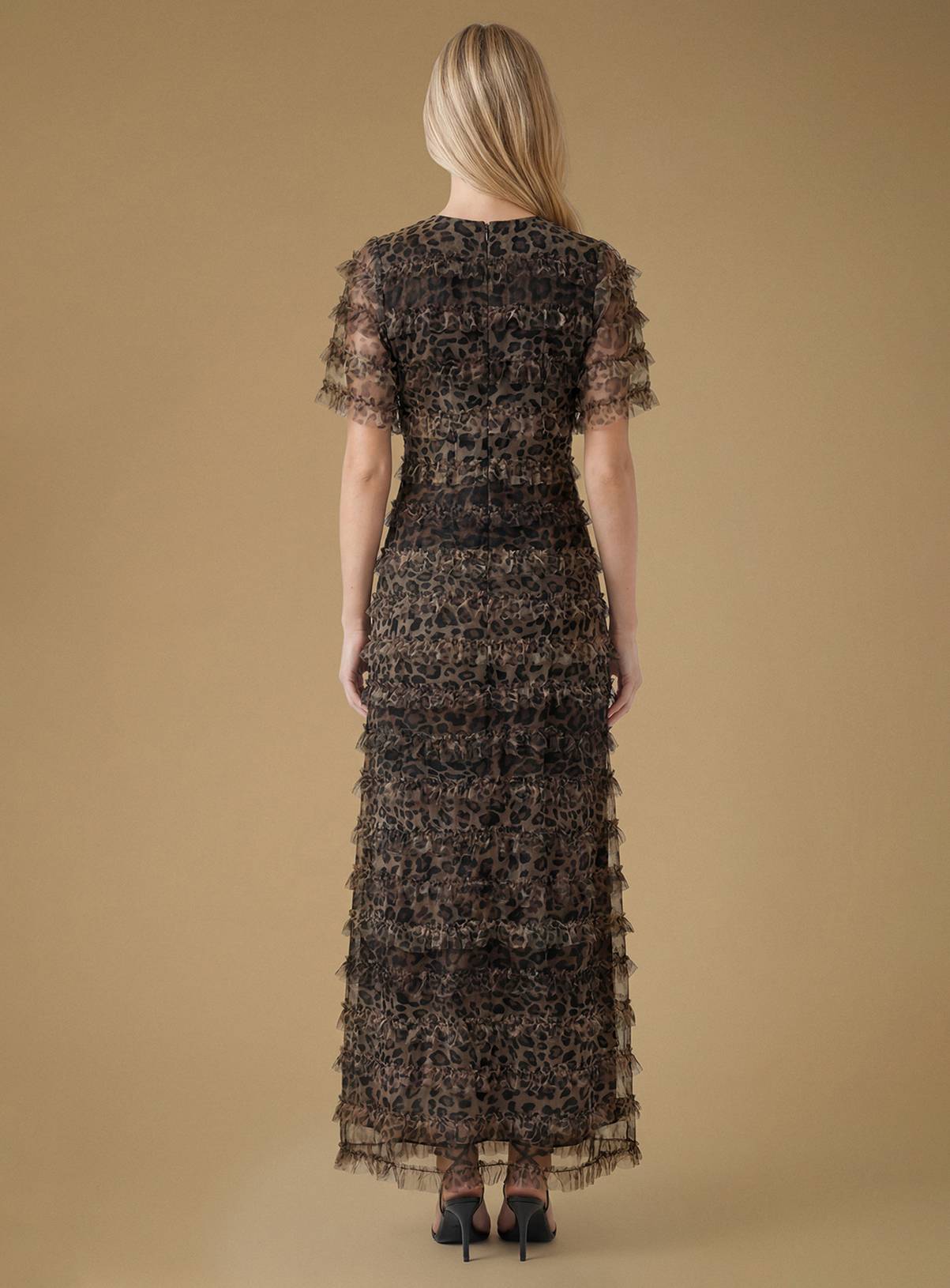 OASIS Leopard Print Ruffle Mesh Maxi Dress 14 - Image 2